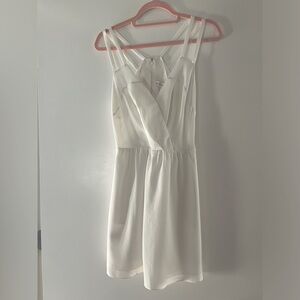 White faux wrap dress
